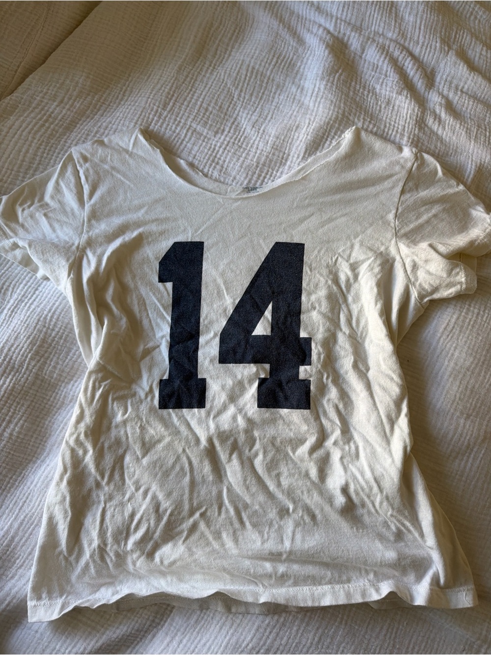 Brandy White Short Sleeve Tee with Navy Number 14